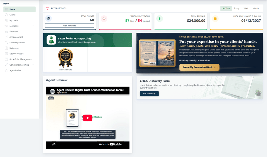 CHCA User Dashboard